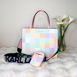KARL LAGERFIELD Pastel Crossbody With coin Purse Combo, Perfect EASTER bag NWT